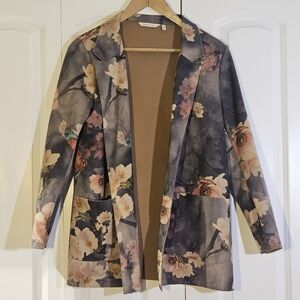 Soft Surroundings Shacket Size L Devine Faux Suede Coat Floral Butterfly Hippie